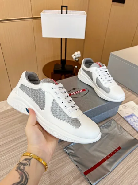 Prada America’s Cup Sneakers in White Rubber and Bike Fabric product view 4
