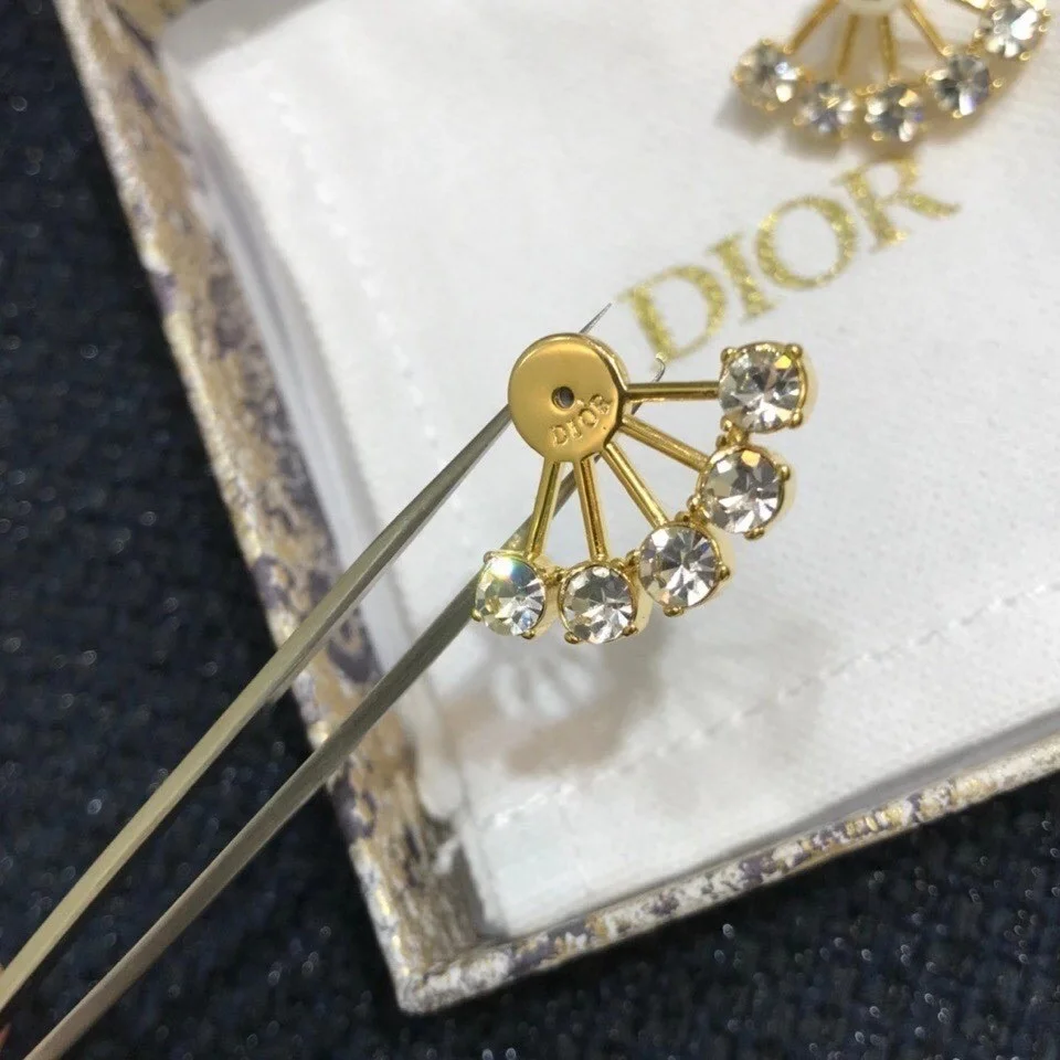 Dior Tribales Fan Earrings — Gold-Tone with Crystal-Effect Details product view 4