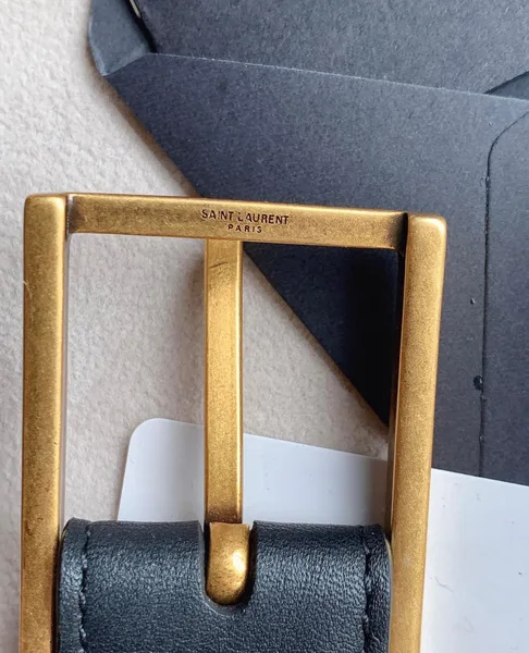 Saint Laurent New Cassandre Buckle Belt 30MM In Black Leather product view 2