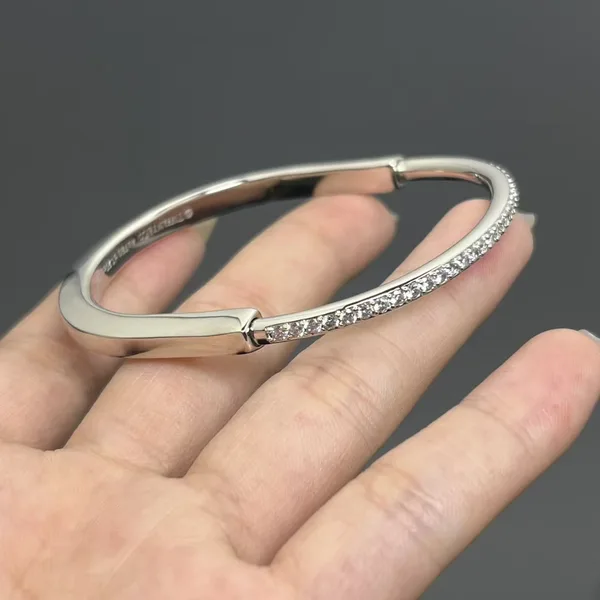 Tiffany & Co. Lock Half Pavé-Effect Hinged Bangle Silver-Tone product photo