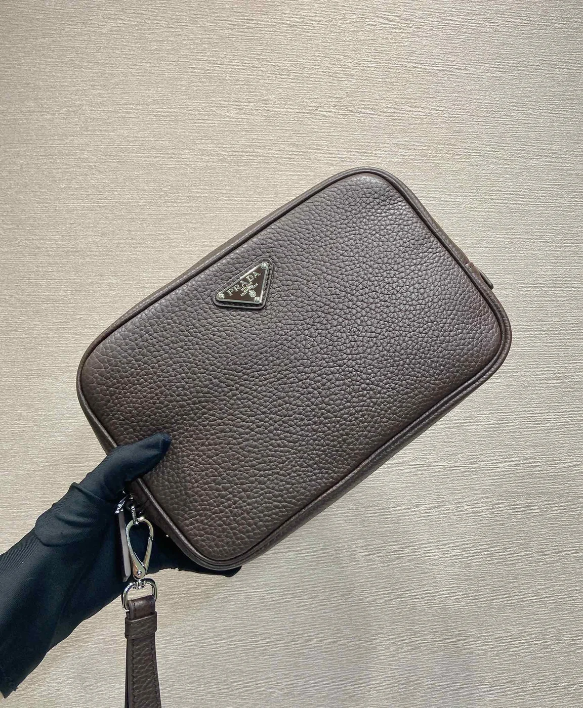 Prada Leather Pouch — Grey product view 1