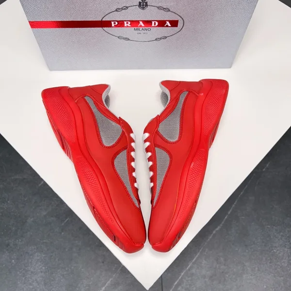 Prada America’s Cup Sneakers in Red Rubber and Bike Fabric product view 5