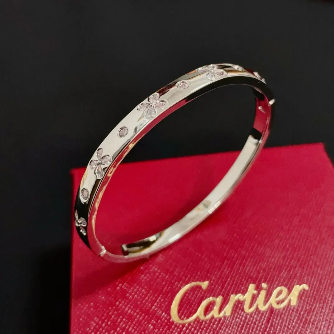 Cartier Love Silver-Tone Screw Bangle with Pave-Effect Details product view 6