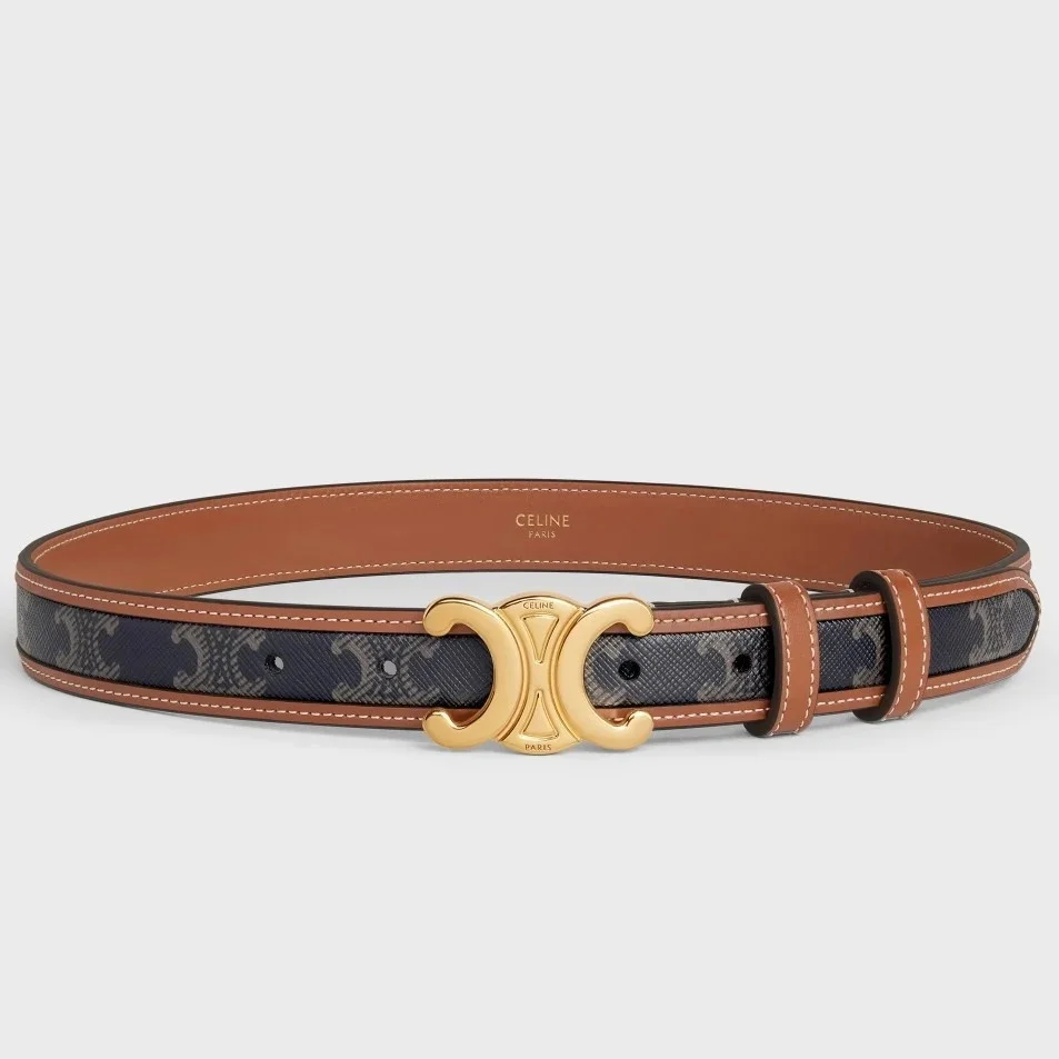 Celine Medium Triomphe Belt 25MM in Tan Triomphe Canvas product view 1