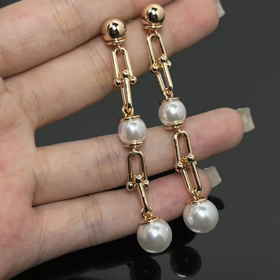 Tiffany & Co. HardWear Triple Drop Pearl-Effect Earrings Rose-Tone product view 1
