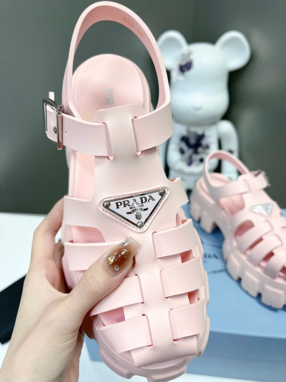 Prada Foam Sandals in Light Pink Rubber product view 4