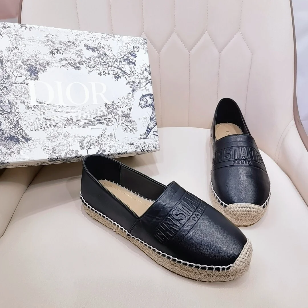 Dior Granville Espadrilles In Black Embossed Lambskin product view 3