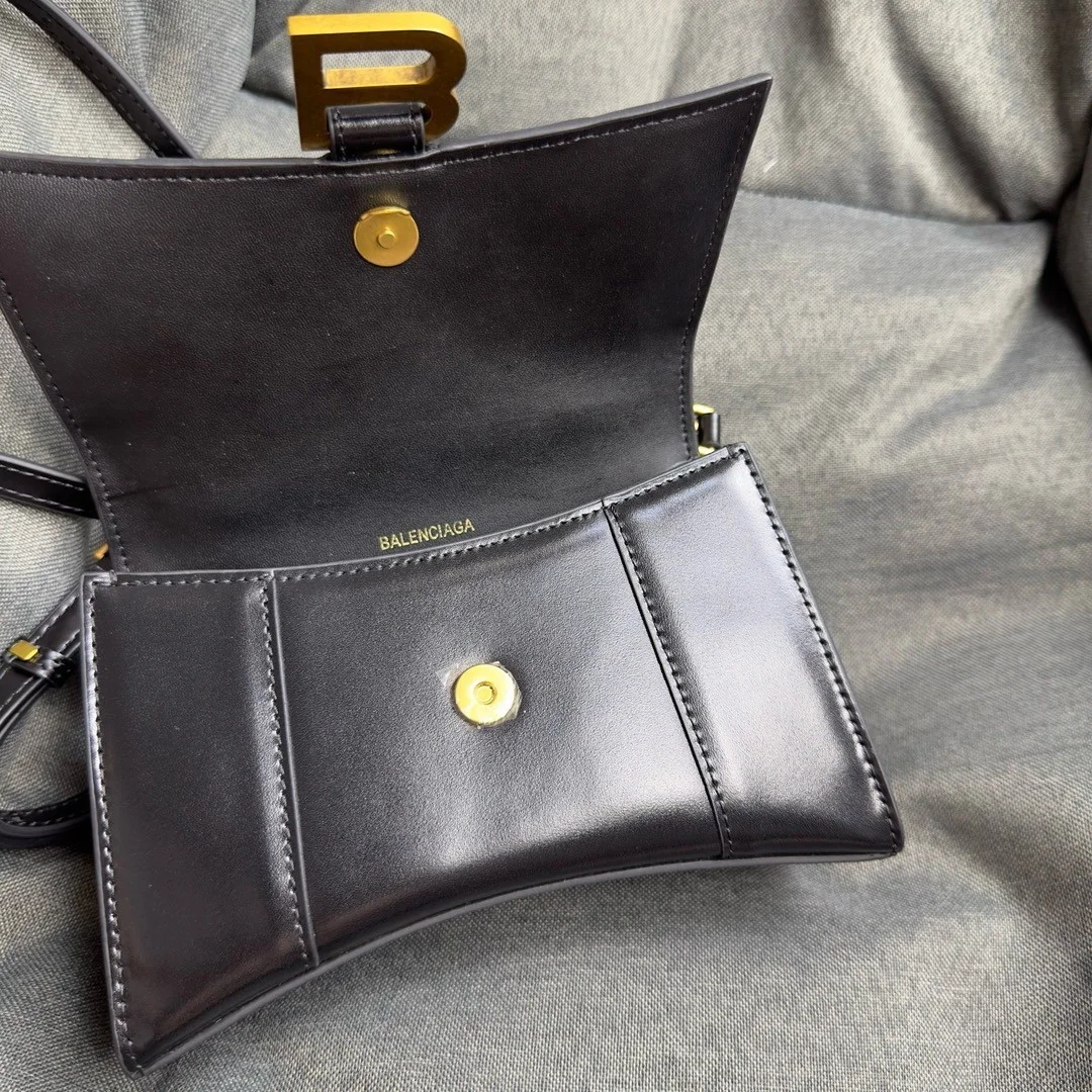 Balenciaga Hourglass XS Bag in Black Box Calfskin product view 5
