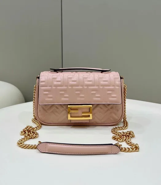 Fendi Baguette Chain Midi Bag In Powder Nappa Leather product view 3