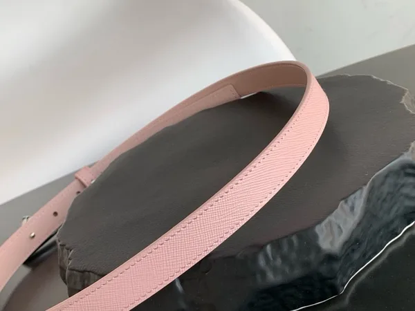 Prada Triangular Buckle Belt 25MM in Pink Saffiano Leather product view 2