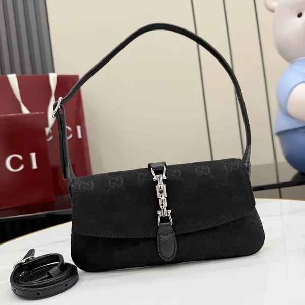 Gucci Jackie Small Shoulder Bag — Black Jacquard with Silver-Tone Hardware product photo