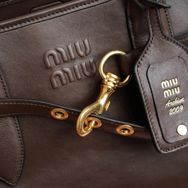 Miu Miu Aventure Large Shopper Bag in Briarwood Nappa Leather product view 9