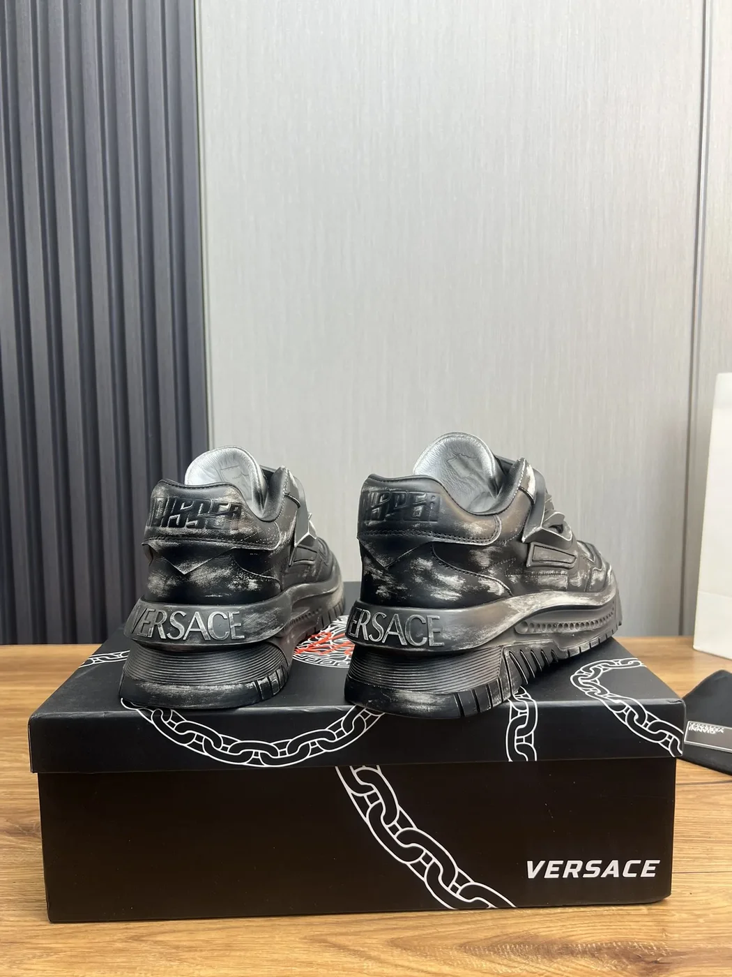 Versace Leather Sneakers in Black product view 6
