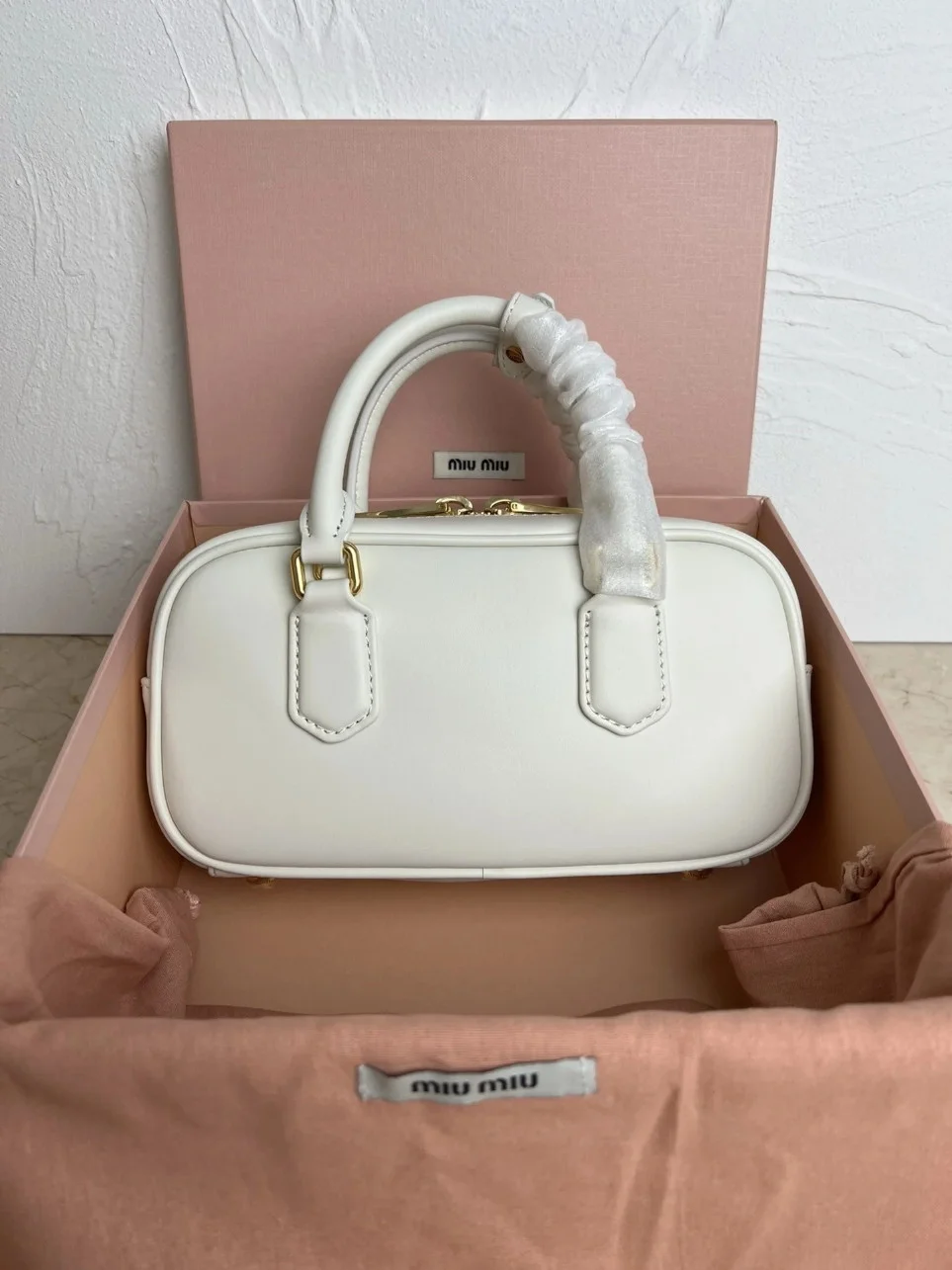 Miu Miu Arcadie Medium Bag in White Leather product view 3