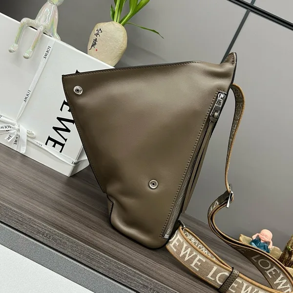 Loewe Anton Sling Bag in Olive Calfskin and Jacquard product view 5