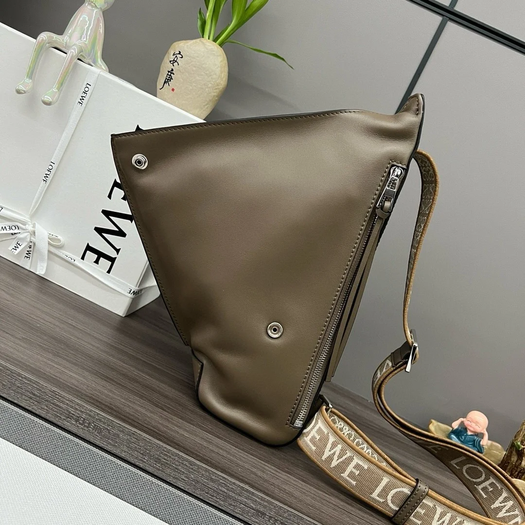 Loewe Anton Sling Bag in Olive Calfskin and Jacquard product view 5