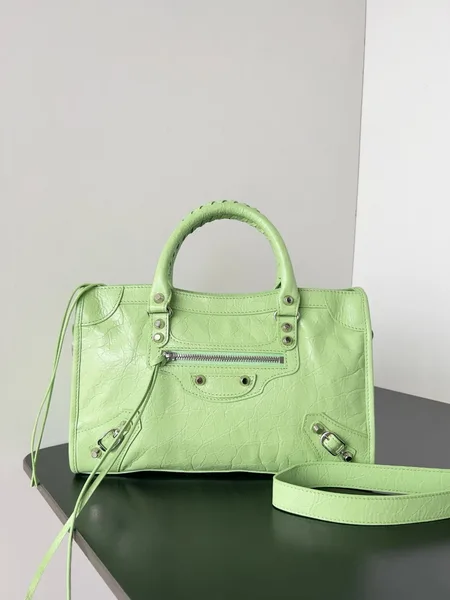 Balenciaga Le City Small Bag in Green Arena Lambskin product view 7
