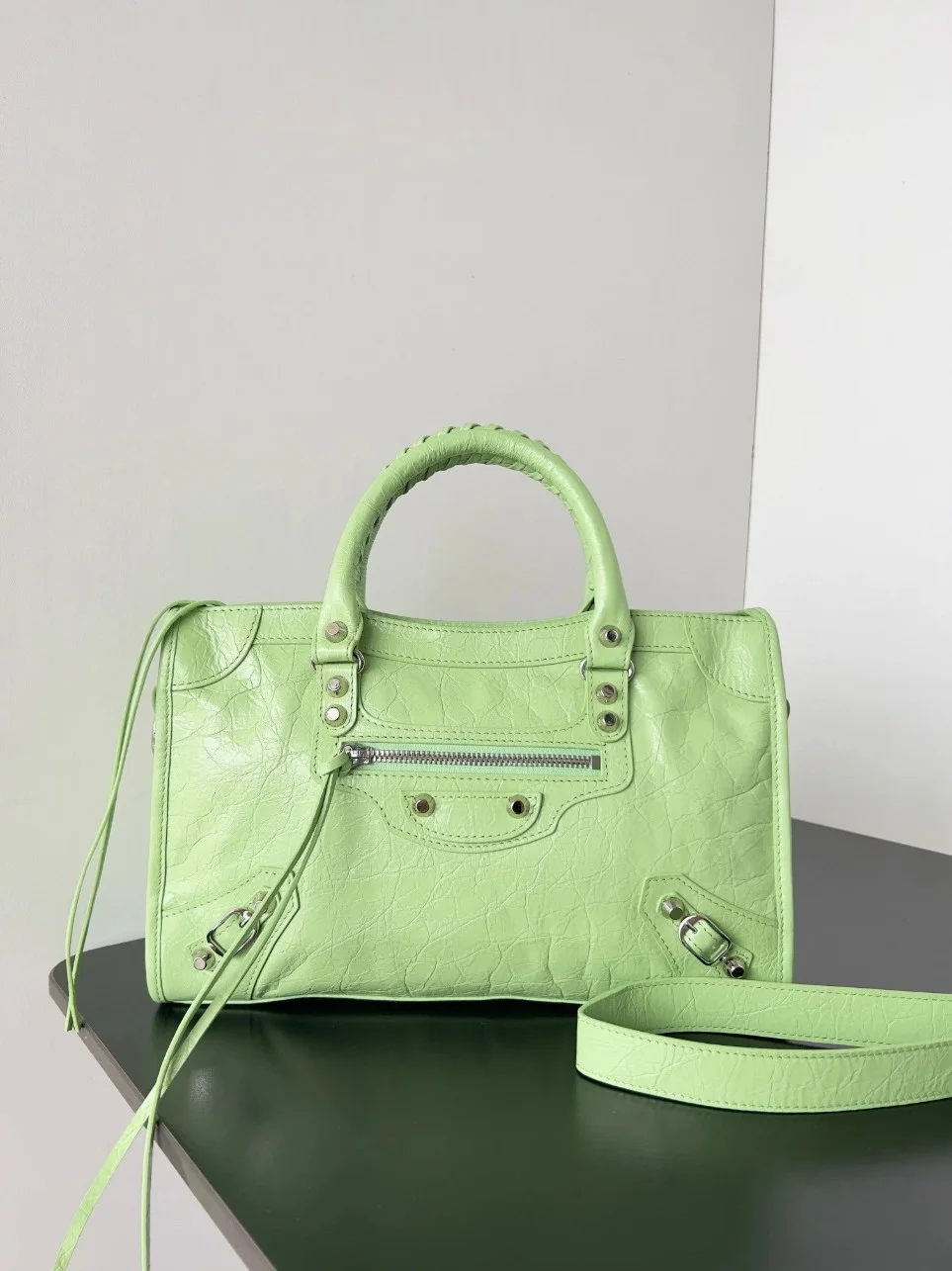 Balenciaga Le City Small Bag in Green Arena Lambskin product view 7