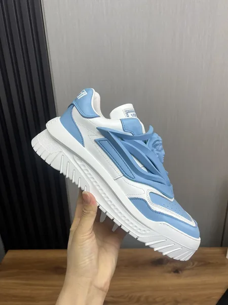 Versace Blue & White Leather Sneakers product view 4