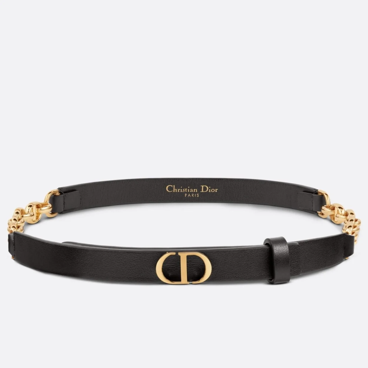 Dior Caro 15MM Belt in Black Calfskin and Chain product view 1