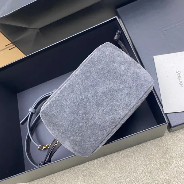 Saint Laurent Jamie Mini Shoulder Pouch — Blue Suede product view 4