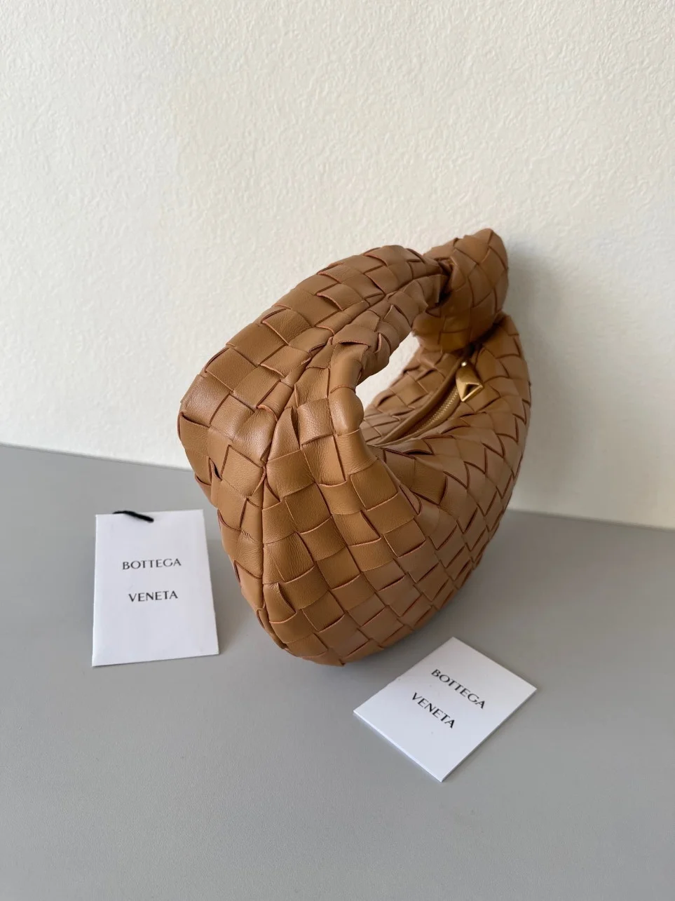 Bottega Veneta BV Jodie Mini Bag In Caramel Intrecciato Lambskin product view 3