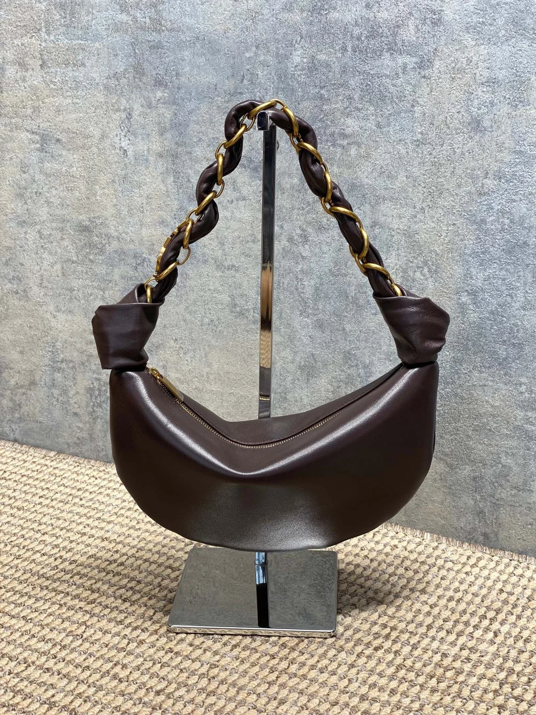 Saint Laurent Amalia Mini Hobo Bag — Dark Brown product view 1