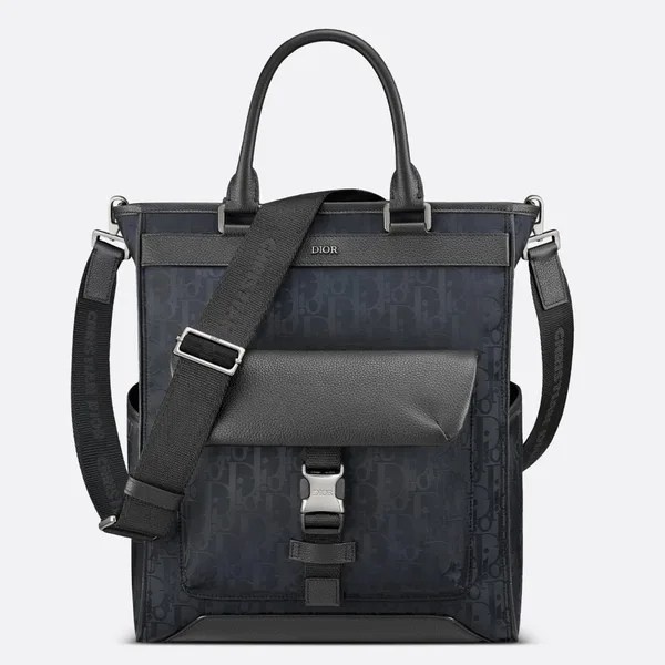 Dior Explorer Tote Bag In Black Dior Oblique Mirage Technical Fabric product photo