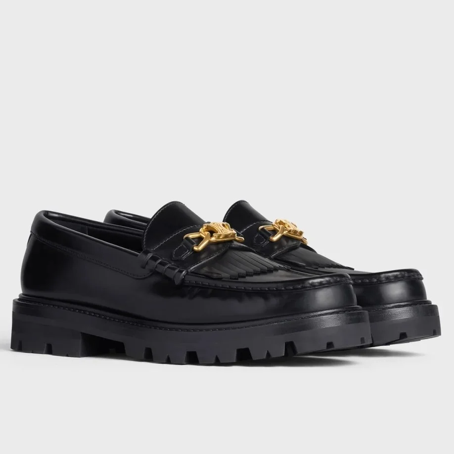 Celine Margaret Loafers in Black Leather with Triomphe Chain product view 1