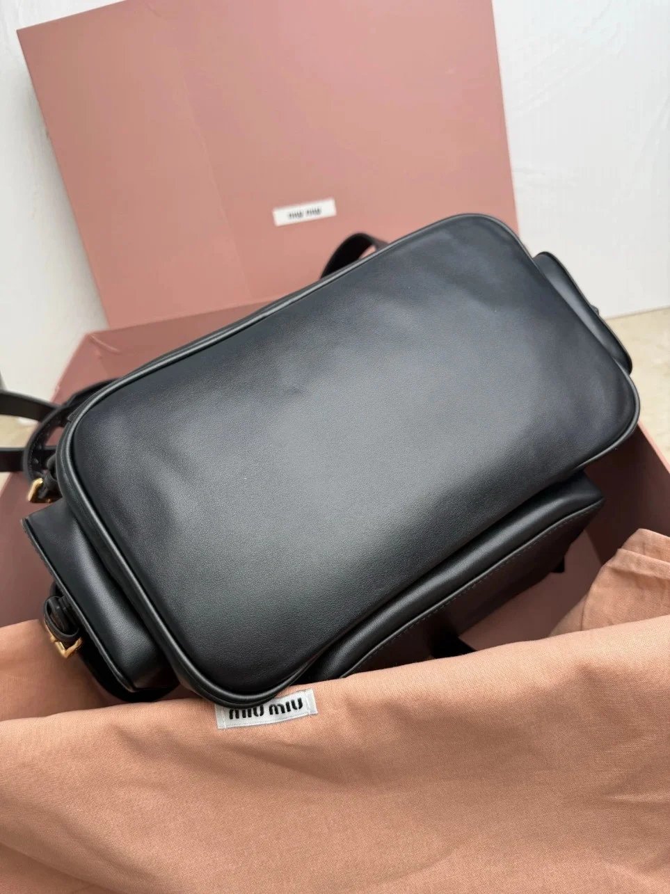Miu Miu Large Backpack in Black Calfskin product view 7