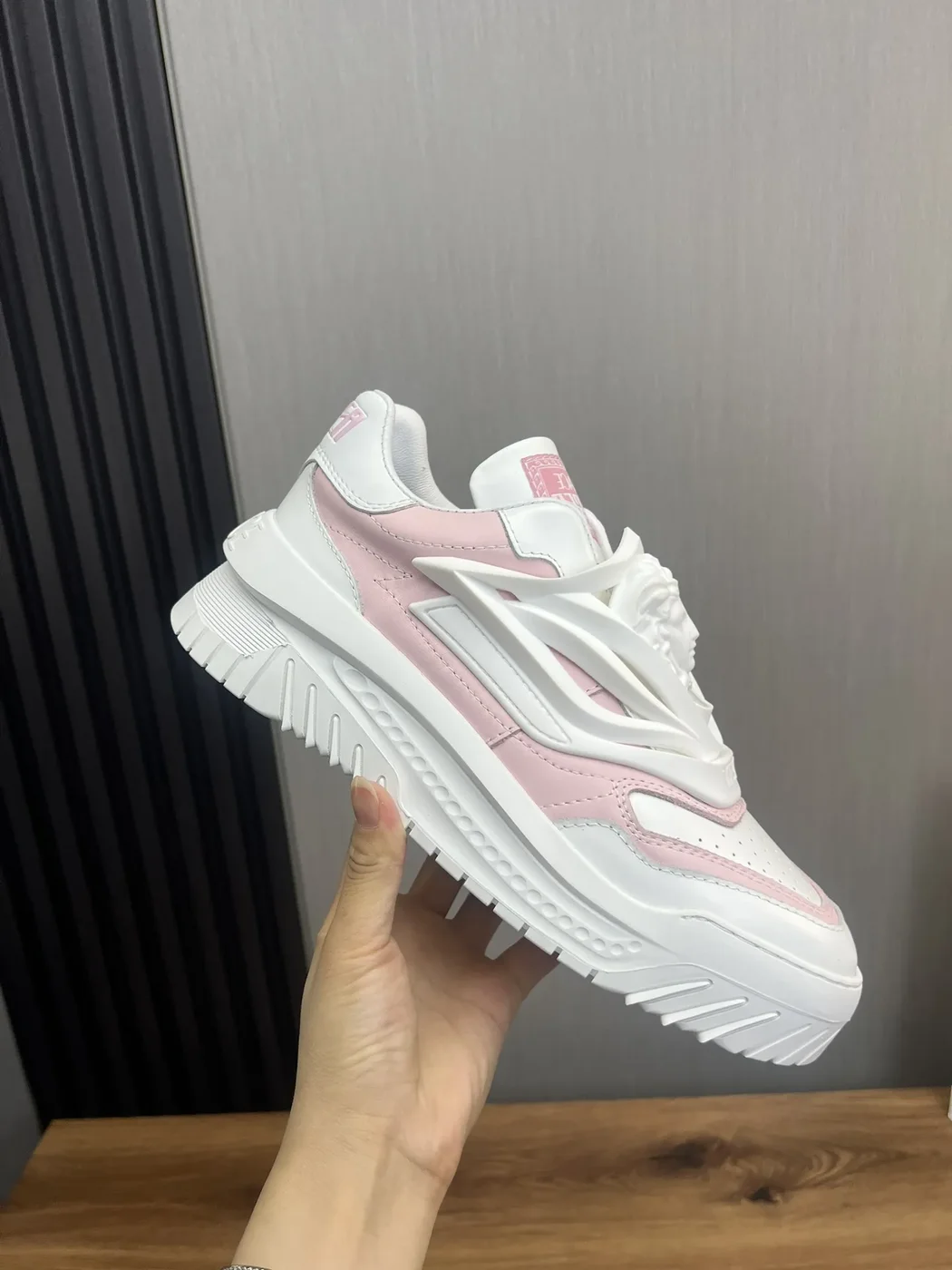 Versace Leather Sneakers White Pink product view 4