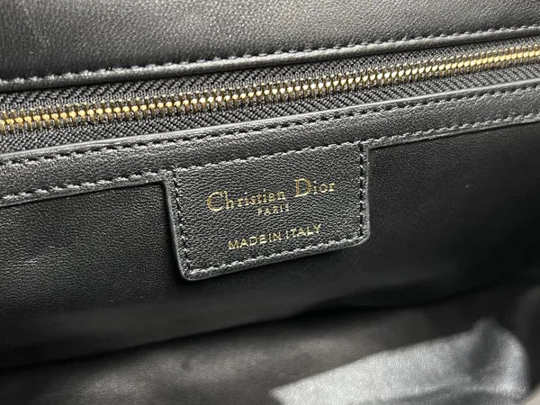 Medium Soft Dior Caro Bag — Black with Gold-Tone Hardware product view 9