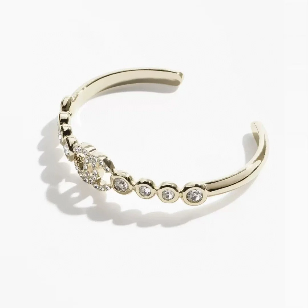 Chanel Rhinestone CC Open Cuff Gold-Tone product view 2