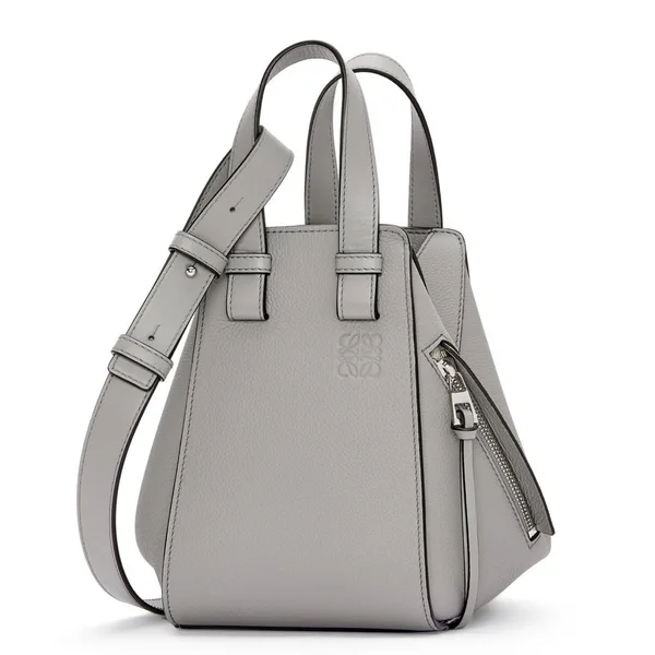 Loewe Compact Hammock Bag in Pearl Grey Grained Calfskin product photo