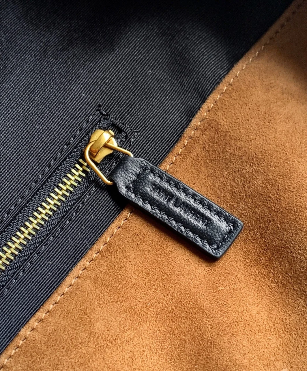 Saint Laurent Icare Medium Tote Bag in Brown Suede Calfskin product view 7