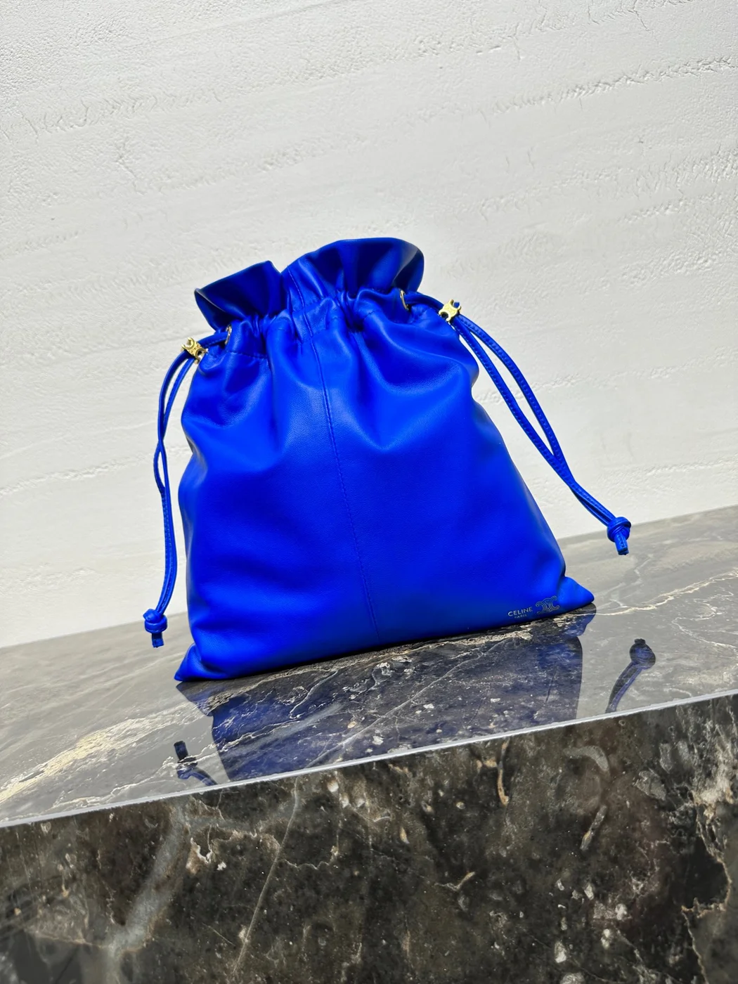 Celine Small Crystal Pouch In Lambskin — Blue product view 1
