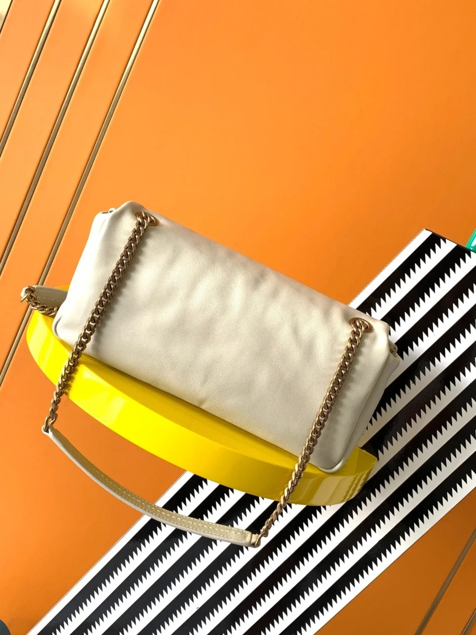 Saint Laurent Calypso Shoulder Bag In White Lambskin product view 8