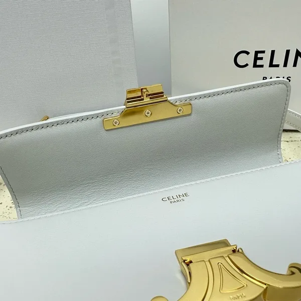 Celine Claude Shoulder Bag in White Calfskin product view 9