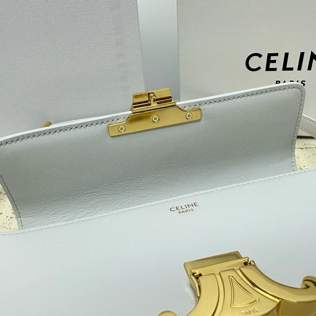 Celine Claude Shoulder Bag in White Calfskin product view 9