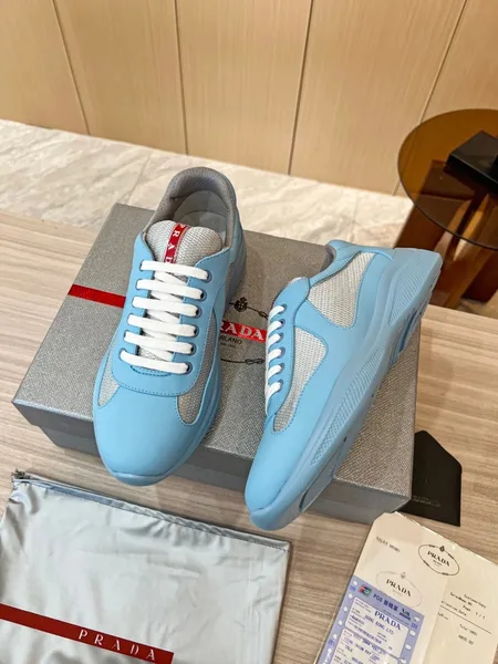 Prada America’s Cup Sneakers in Blue Rubber and Bike Fabric product view 3
