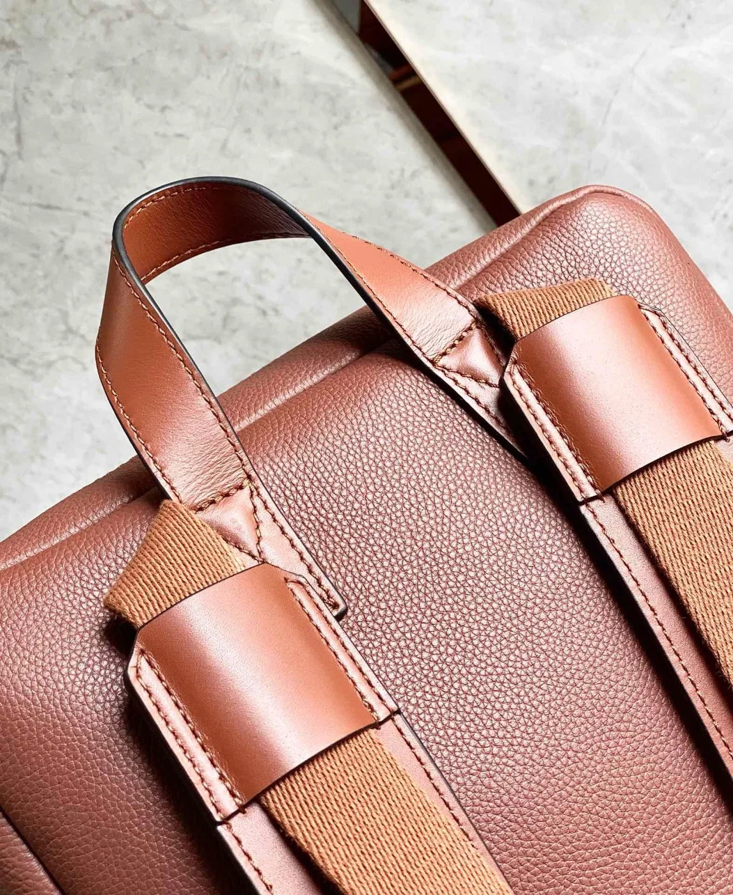 Loewe Military Backpack in Brown Grained Leather product view 10