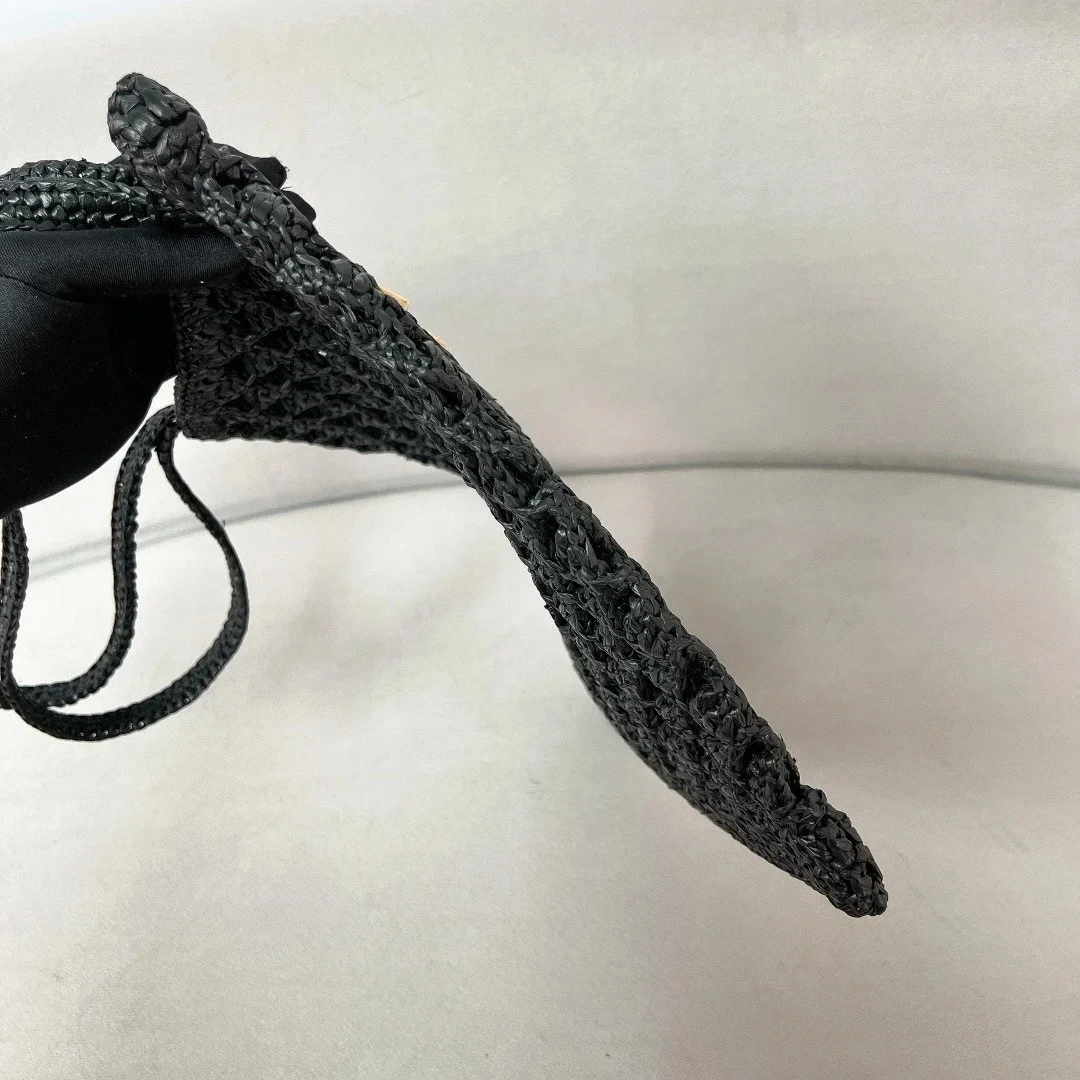 Prada Crochet Tote Bag in Black Raffia-effect Yarn product view 4