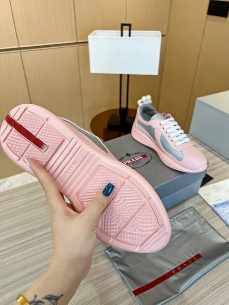 Prada America’s Cup Sneakers in Pink Rubber and Bike Fabric product view 6