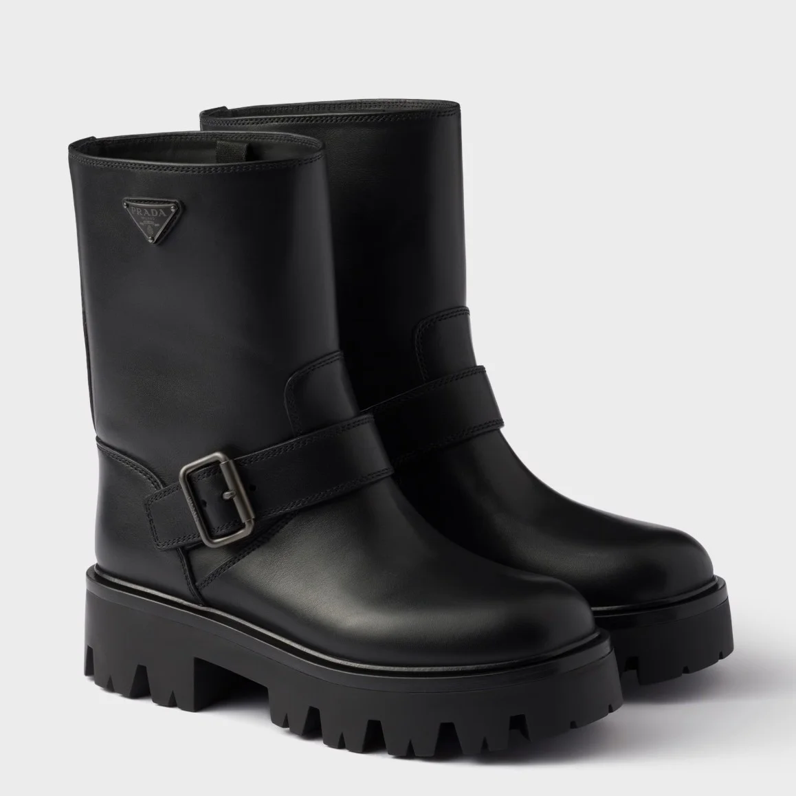 Prada Biker Boots in Black Calfskin product view 1