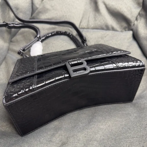 Balenciaga Hourglass Small Bag in Noir Croc-Embossed Calfskin product view 8