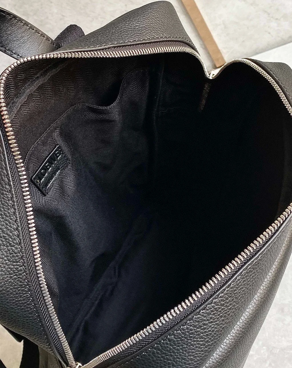Loewe Military Backpack in Black Grained Leather product view 6