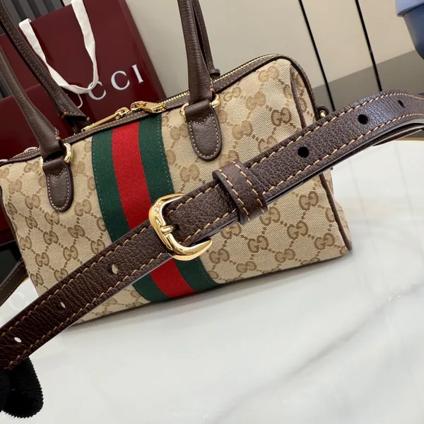 Gucci Borsetto Medium Boston Bag — Beige Jacquard product view 11