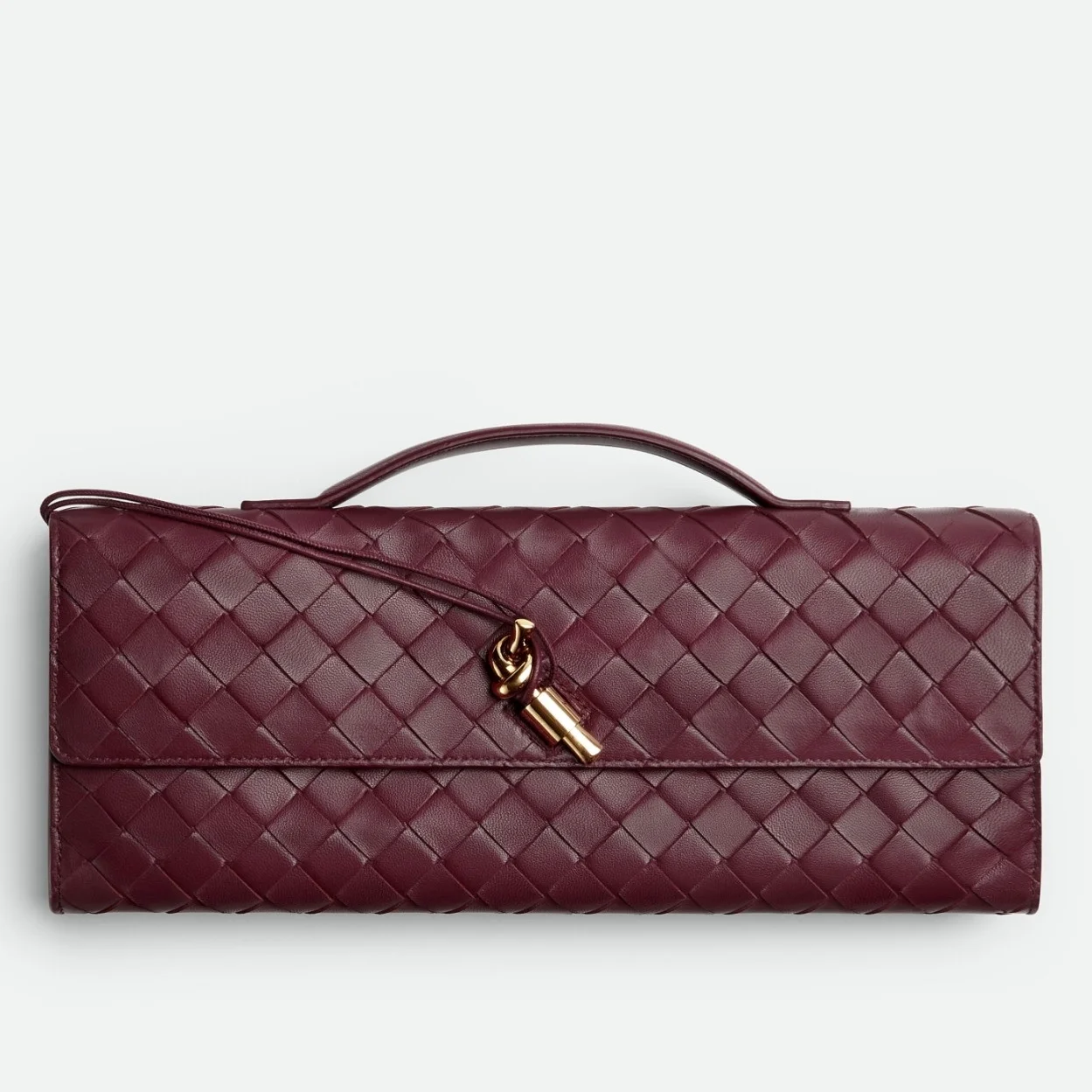 Bottega Veneta Andiamo Clutch with Handle in Barolo Intrecciato Lambskin product view 1