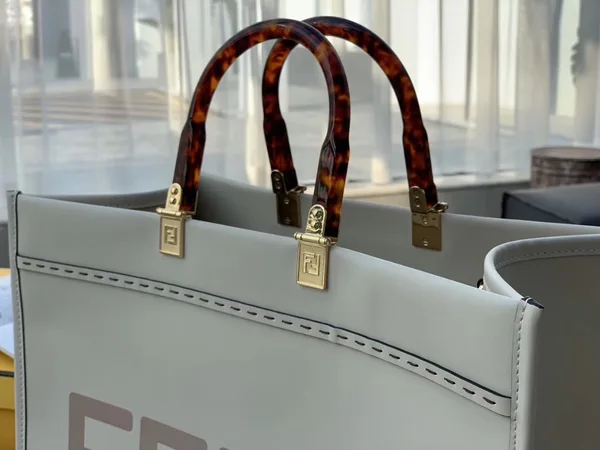 Fendi Sunshine Large Tote Bag In White Calfskin product view 8