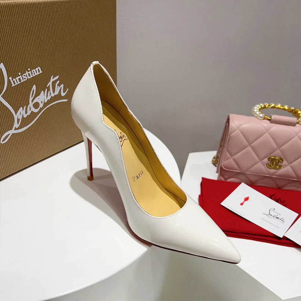 Christian Louboutin Hot Chick Scalloped Patent Pumps White product view 5